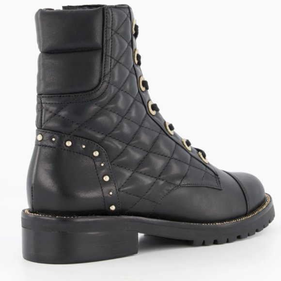 Dune London-PAMPAS- Pearl embellished Lace Up Ankle Boots *Size 39 - Picture 11 of 12